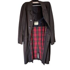 Vintage Plaid Alligator Galetone Trench Coat- previous owner wrote on tag